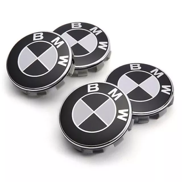 4x BMW 68mm Nabendeckel schwarz/weiß Felgenkappen E60 E66 E70 E83 E90 F10 F30