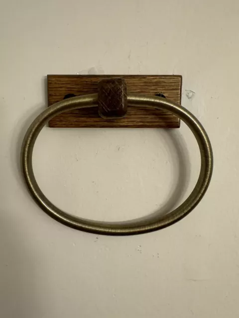 Vintage 1980 Golden Oak Collection by Franklin Brass Towel Ring Solid Made USA