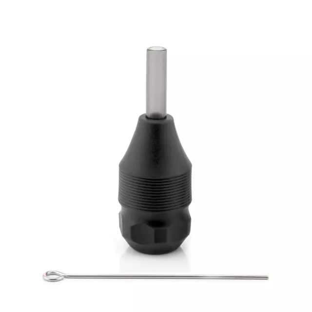 3 módulos de aguja de tatuaje desechables mango fijo profesional agarre 28 mm negro