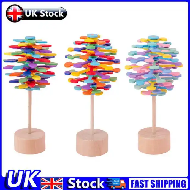 Children Wooden Helicone Wand Rotating Lolly Toy Kids Stress Relief Inserted Toy