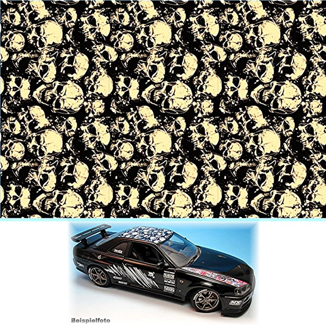 Lot De Décalcomanies Stickerbomb Crâne Noir-beige - Motif 1/18 Pour Modélisme (120x80mm)