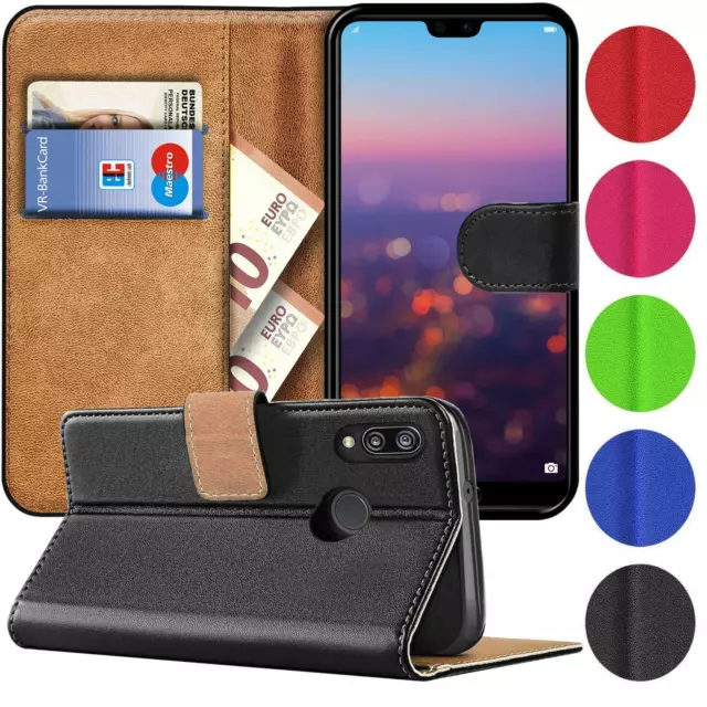 Handy Hülle für Huawei P20 Lite Tasche mit Geldfach Etui Klapphülle Flip Cover