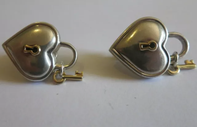 Tiffany & Co. Earring 18K Keyhole/Key &  925 Sterling Heart Omega Back