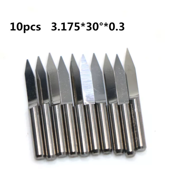 10pcs 3.175mm Shank Carbide PCB Engraving Bits CNC Router Tool 30 Deg 0.3mm