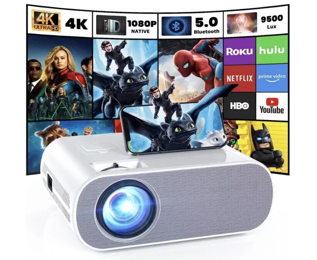 HOMPOW Projector, Native 1080P Full HD Bluetooth Projector with Speaker, c10