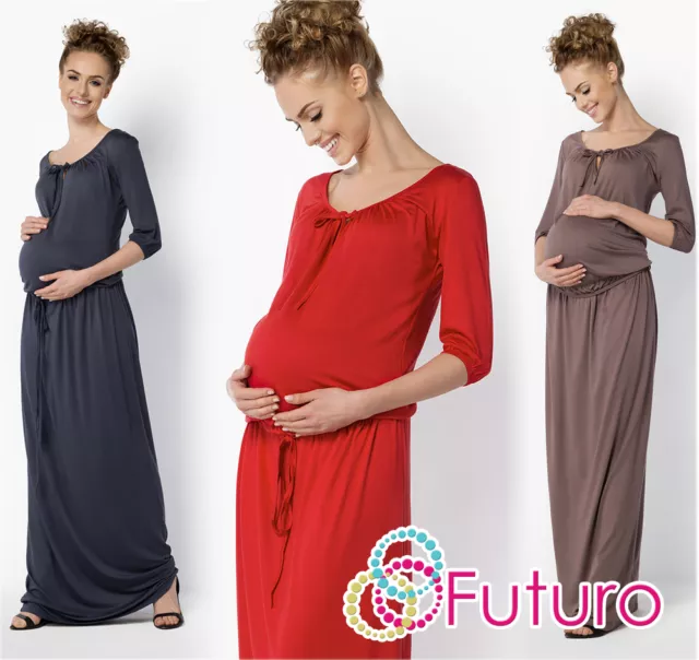Ladies Maternity Maxi Dress Full Length Tunic Long Dress Plus Sizes 8-18 FM20