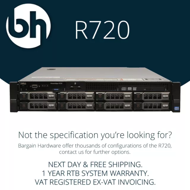 Dell PowerEdge R720 8LFF Server 2x Xeon 8-Core E5-2680 v1, 96GB RAM, H710 RAID