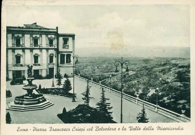 Cartolina Sicilia Enna Piazza Francesco Crispi  Viaggiata Anno 1938