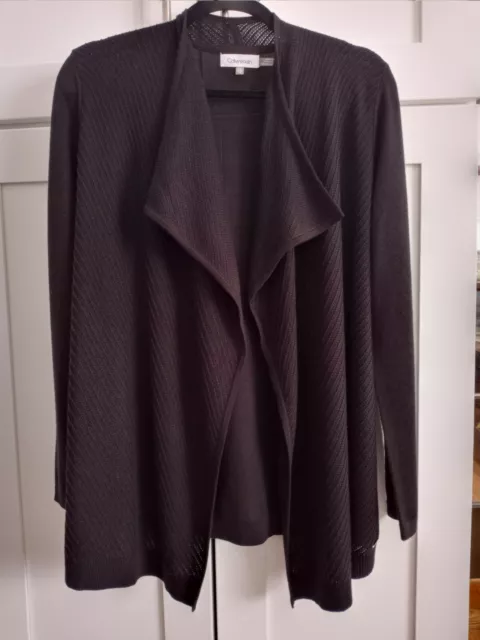 Calvin Klein Black Open Front Ribbed Cardigan XS