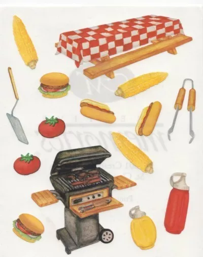 NEW Creative Memories BLOCK STICKER - BBQ Sauce Hotdog Picnic Corn Hamburger