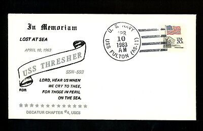 US Naval Ship Cover USS Fulton AS-11 Peace Time 1983 USS Thresher SSN-593