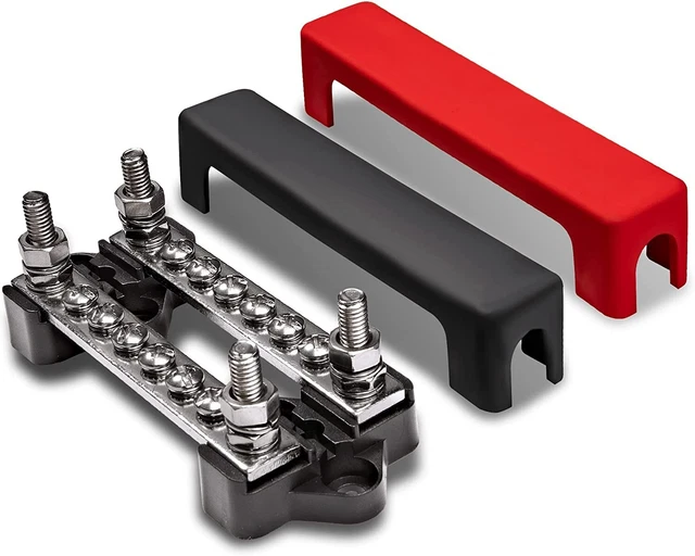 4& GROUND/POWER DISTRIBUTION Terminal Block Battery Bus Bar Set Black