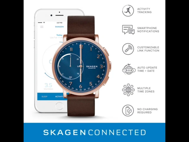 SKAGEN CONNECTED HAGEN Rose Gold Hybrid Smart Watch Blue Dial