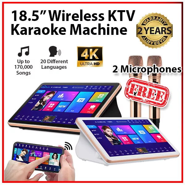 18.5" Karaoke Machine Wireless Touch Screen Home KTV System (Free Microphone)