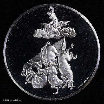 1972 .925 Silver Franklin Mint Medal | Michelangelo The Fall of Phaethon