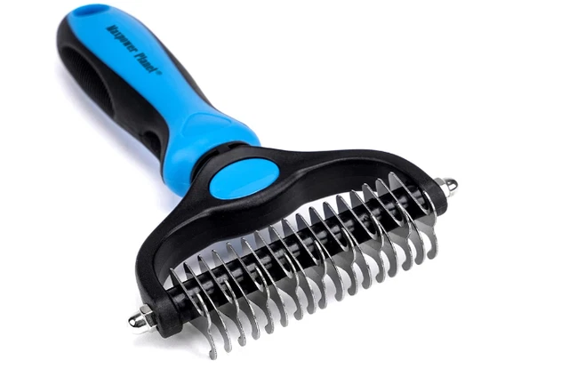 Pet Grooming Brush - Double Sided Shedding and Dematting Undercoat Rake Comb