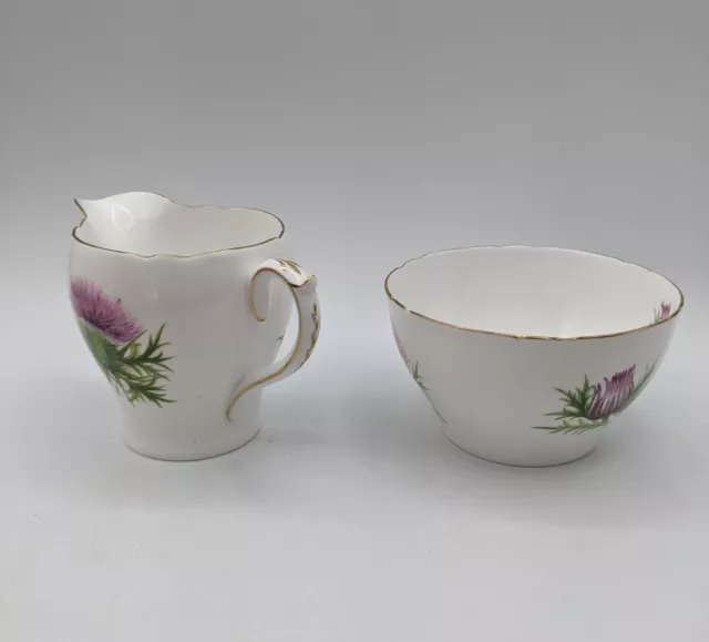 Shelley Thistle Cream And Sugar Bowl Set In Good Condition 2