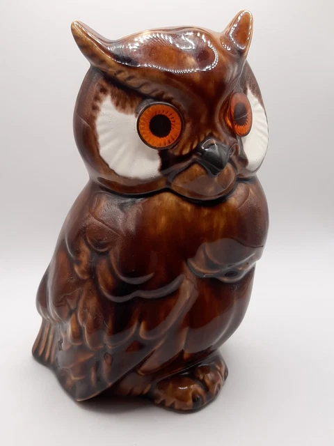 Vintage MCM Drip Glaze Art Pottery Owl Figure Retro 70s