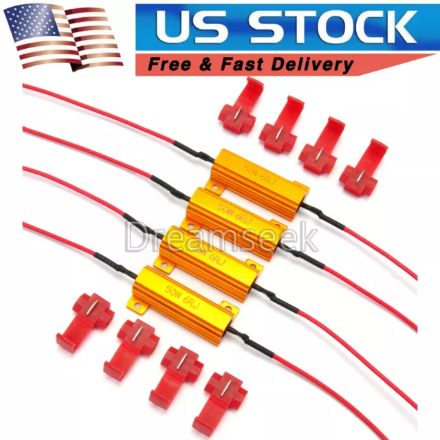 4X 50W 6ohm LOAD RESISTOR FIX LED LIGHT BULB ERROR FAST HYPER FLASH TURN SIGNAL