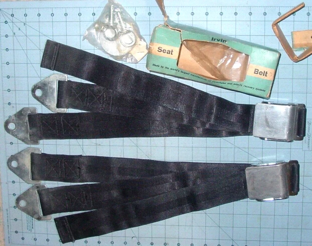 Vintage Irvin Air Chute Black Seat Belts IC-5000 Chevy GM Ford Hot Rat Rod Bomb Vintage Irvin Air Chute Black Seat Belts IC-5000 Chevy GM Ford Hot Rat Rod Bomb
