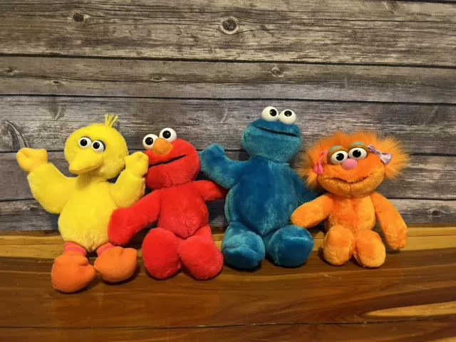 TYCO 1995 SESAME Street Zoe. Elmo, Big Bird, Cookie Monster 8” Plush