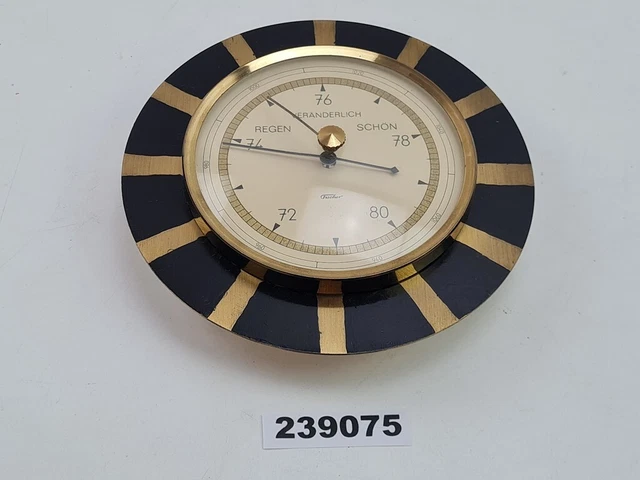 Wetterstation Fischer Barometer Deko DDR Metall Gold schwarz #239075