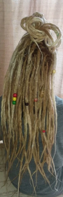 Set of 8 DREADLOCK BEADS & Hemp Cord Dread Wraps Boho Hippie Wood Stone RASTA