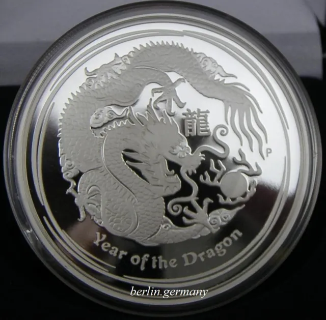 2 Oz LUNAR II DRACHE PROOF SILBER MÜNZE DRAGON 2012 SILVER COIN COA