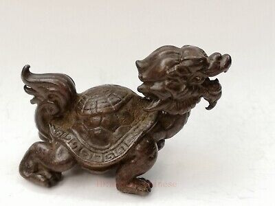 Collection Old China Bronze Carving Dragon Turtle Statue Pendant or Paperweight