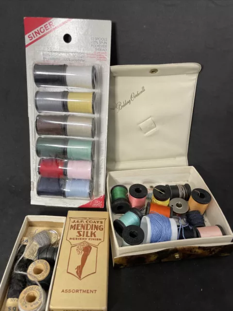 Singer Corticelli Hand Sewing Thread + Coats Mending Silk Thread Lot