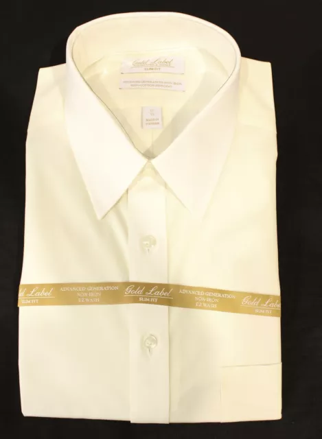 Roundtree & Yorke Men's Gold Label Button-Down Shirt LC7 Ivory Size 17/35 NWT