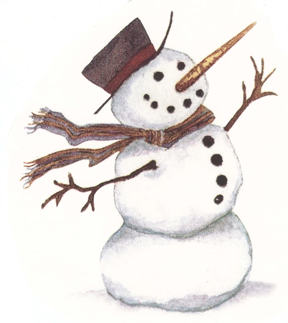 Happy Snowman Sombrero Bufanda 1 pieza 5-1/4"" X 5"" Calcomanía de cerámica tobogán acuático