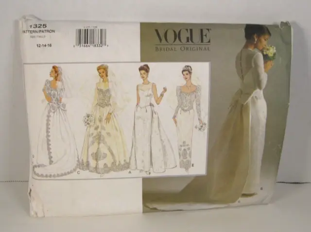 Vogue Bridal Original 1325 Wedding Dresses & Trains Misses' 12-16 Pattern Cut