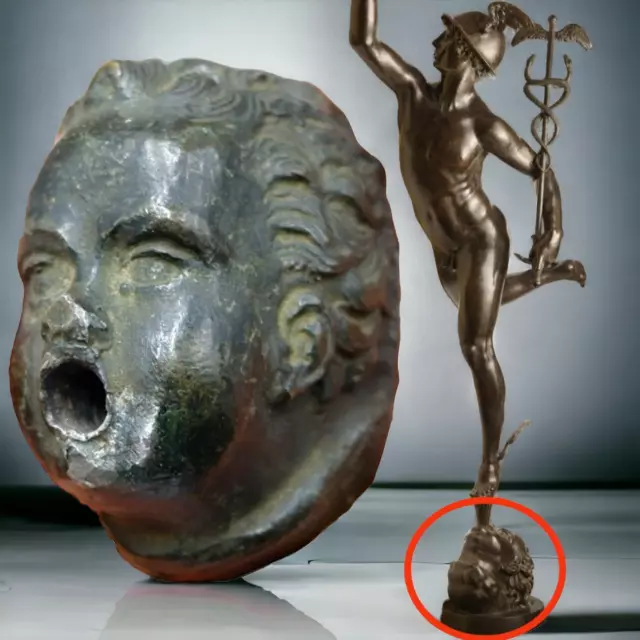 Testa Di Putto Mercurio Farmacia In Bronzo A Cera Persa 1800 Xix Antico Vintage