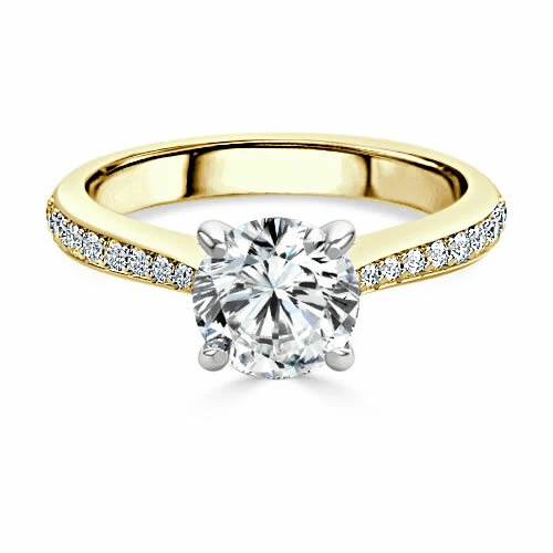 Igl Certifié Moissanite 0.80Ct Rond Coupe Mariage Fiançailles Bague 14K or Jaune
