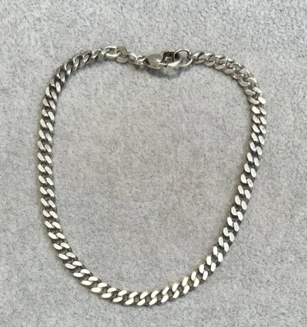 925 / Bracelet Argent, Unisexe, Chaîne Platte, 20, 5 CM Long, Bon État