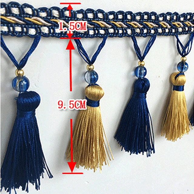 1M Exquisite Curtain Tassel Fringe Trim DIY Sewing Ribbon Trimming Upholstery