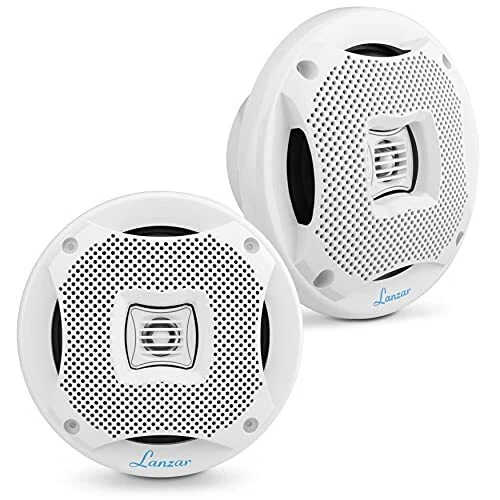 Lanzar 6.5” Dual Waterproof Marine Speakers - 400W 4Ohm Outdoor Car/Boat Radi...
