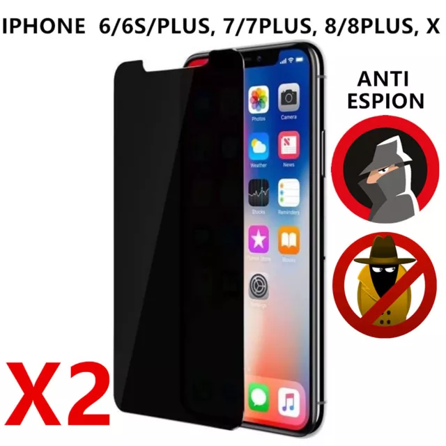 Protection anti espion VERRE TREMPE pour iPhone 7 8 X XR 11 12 13 14 15 Pro Max