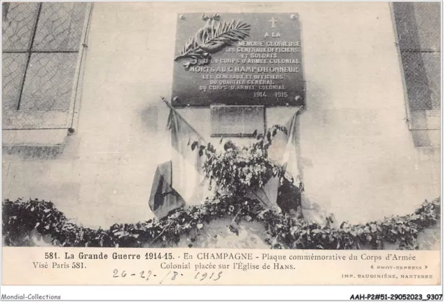 AAHP2-51-0163 - LA GRANDE GUERRE 1914-15 - En Champagne - Plaque commémorative