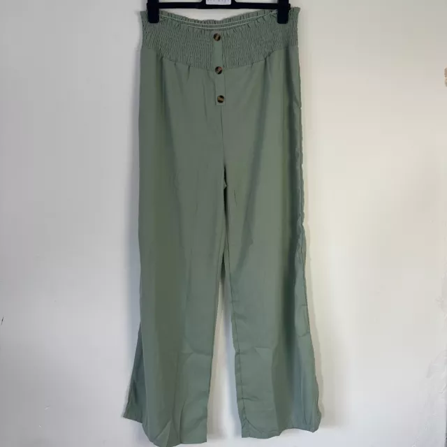 Women's Wide Leg Trousers Green Plus Size XXXL Elastic Waist Lightweight New