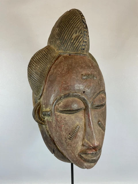 210824 - African Rare & Old Tribal Used Red Baule mask - Iv. Coast.
