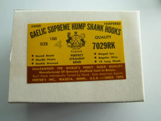 VINTAGE GAELIC SUPREME Hump Shank Long Size 2 Fishing Hooks Box Of 100  £9.99 - PicClick UK