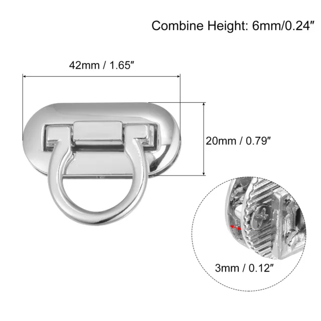 Turn Lock Clasp 42mm x 20mm Alloy Purse Closure Twist Lock 4Pcs(Silver) 2