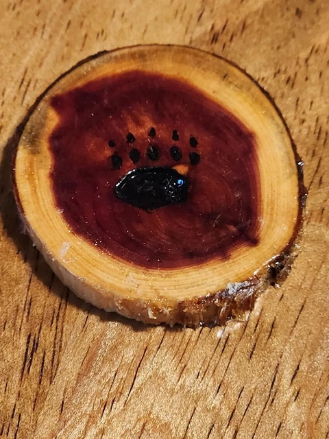 Bear Print Engraved Cedar Round