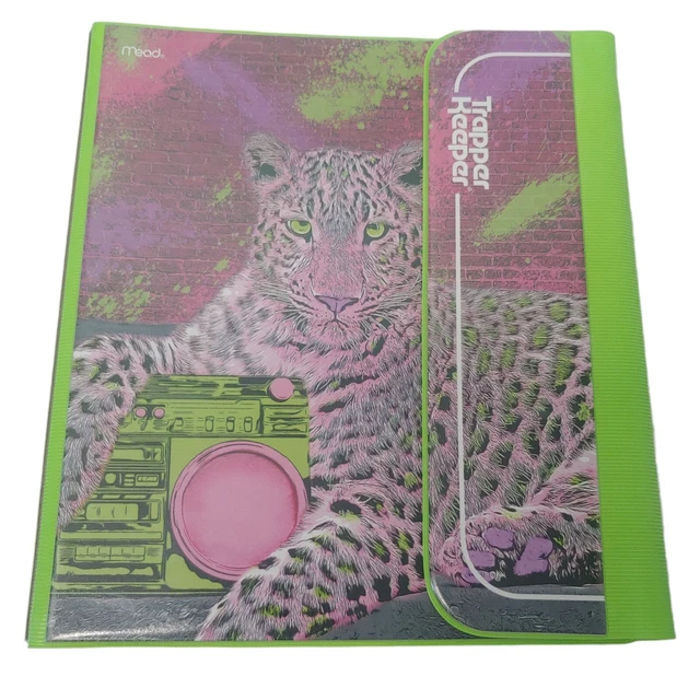 Trapper Keeper Organizer Binder Retro Purple Leopard With Boombox NWOT w TFolder