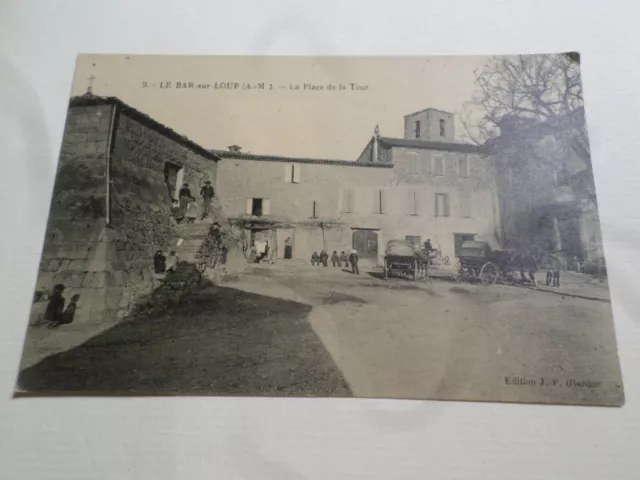 Cpa Postcard 06 Le Bar Sur Loup, Place De La Tour, Anime', Vf Pc