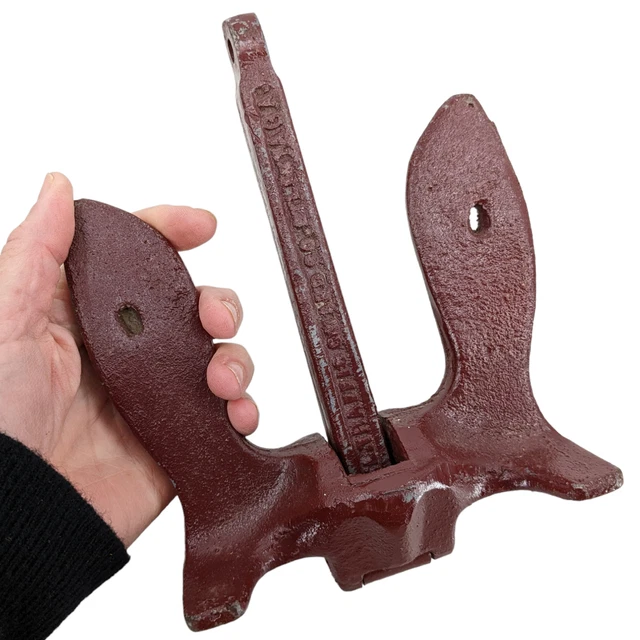 Vintage 5 1/2 Pound Two-Piece Red Boat Anchor Authentic Maritime Vintage 1960's!
