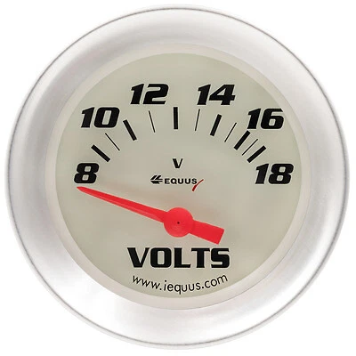 Equus 2-5/8 Dia Voltmeter Gauge Silver 8-18 Volts - E8468