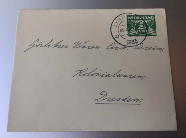 Netherlands Nederland 1933 Ijmuiden - used envelope cover to Dresden